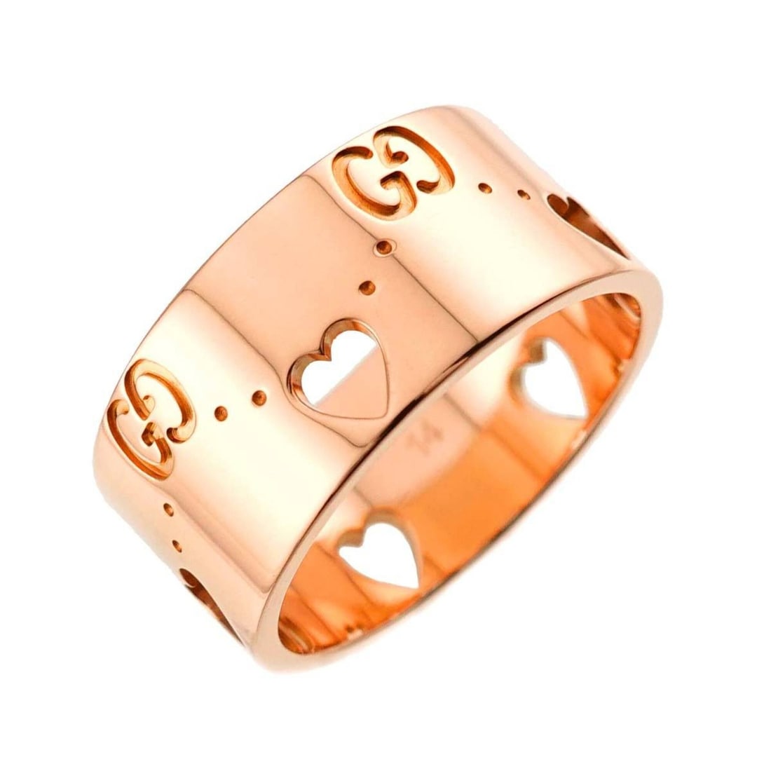 Gucci Icon Amour Heart Wide Ring #14, 18K PG Pink Gold 750.: --- Catalog ---Category: SizeJP Size: 12.5US Size: 6.5Category: DesignType: Band ringColor: Pink goldGender: WomenMaterial: Pink gold (18K)Category: GeneralBrand: Gucci--- Item List ---Section: Condit