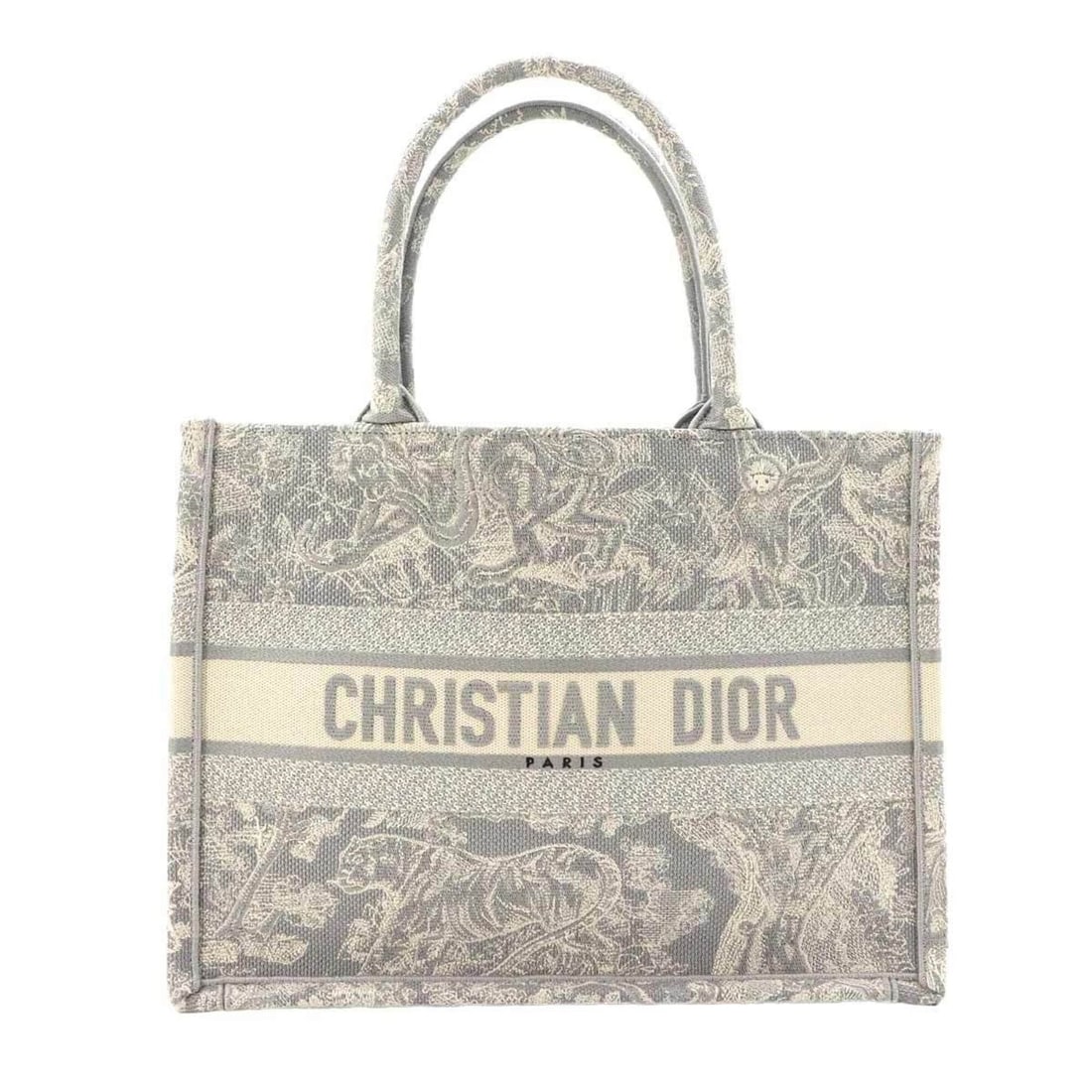 Christian Dior Toile de Jouy Book Tote Medium Handbag, Canvas, Gray, M1296ZRGO: --- Catalog ---Category: SizeSize (HxWxD): 26.5cm x 36cm x 15.5cm / 10.43'' x 14.17'' x 6.1''Category: DesignType: Handbag, Tote bagColor: Gray, WhiteGender: WomenMaterial: Canvas Category: GeneralMPN
