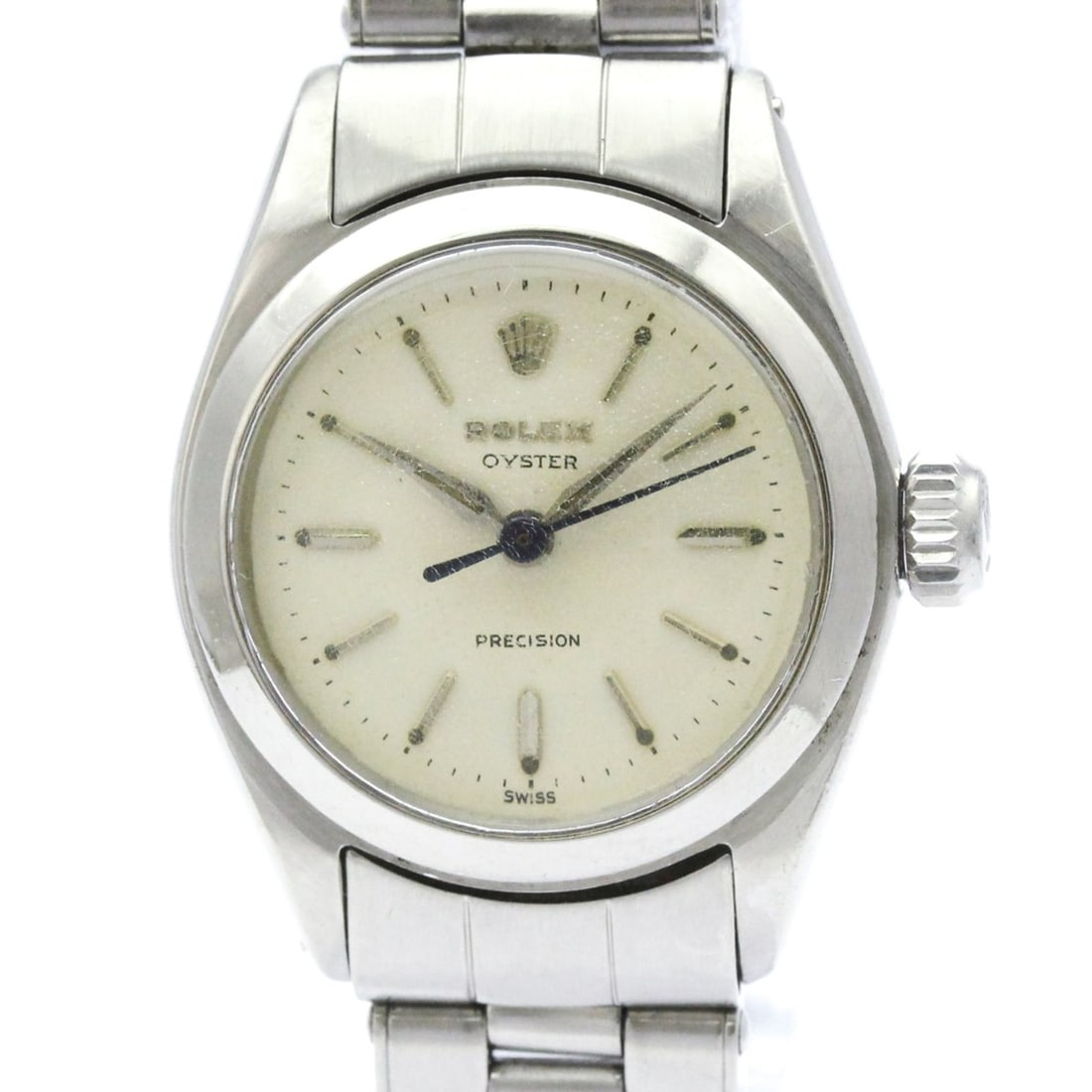 ROLEX Oyster Precision 6410 Steel Hand-Winding Ladies Watch Vintage: --- Catalog ---Category: SizeCase Diameter: 25mm / 0.98''Category: DesignType: WristwatchStyle: Dress/FormalGender: WomenColor (Dial): SilverMaterial (Band): Stainless steelMaterial (Case): Stainless 