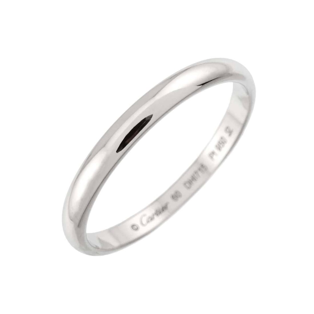 Cartier 1895 Classic #60 Ring, Platinum, 2.5mm width.: --- Catalog ---Category: SizeUS Size: 10Brand Size: 60Category: DesignType: Band ringGender: MenMaterial: Platinum 950Category: GeneralBrand: Cartier--- Item List ---Section: ConditionRanking: Rank SA