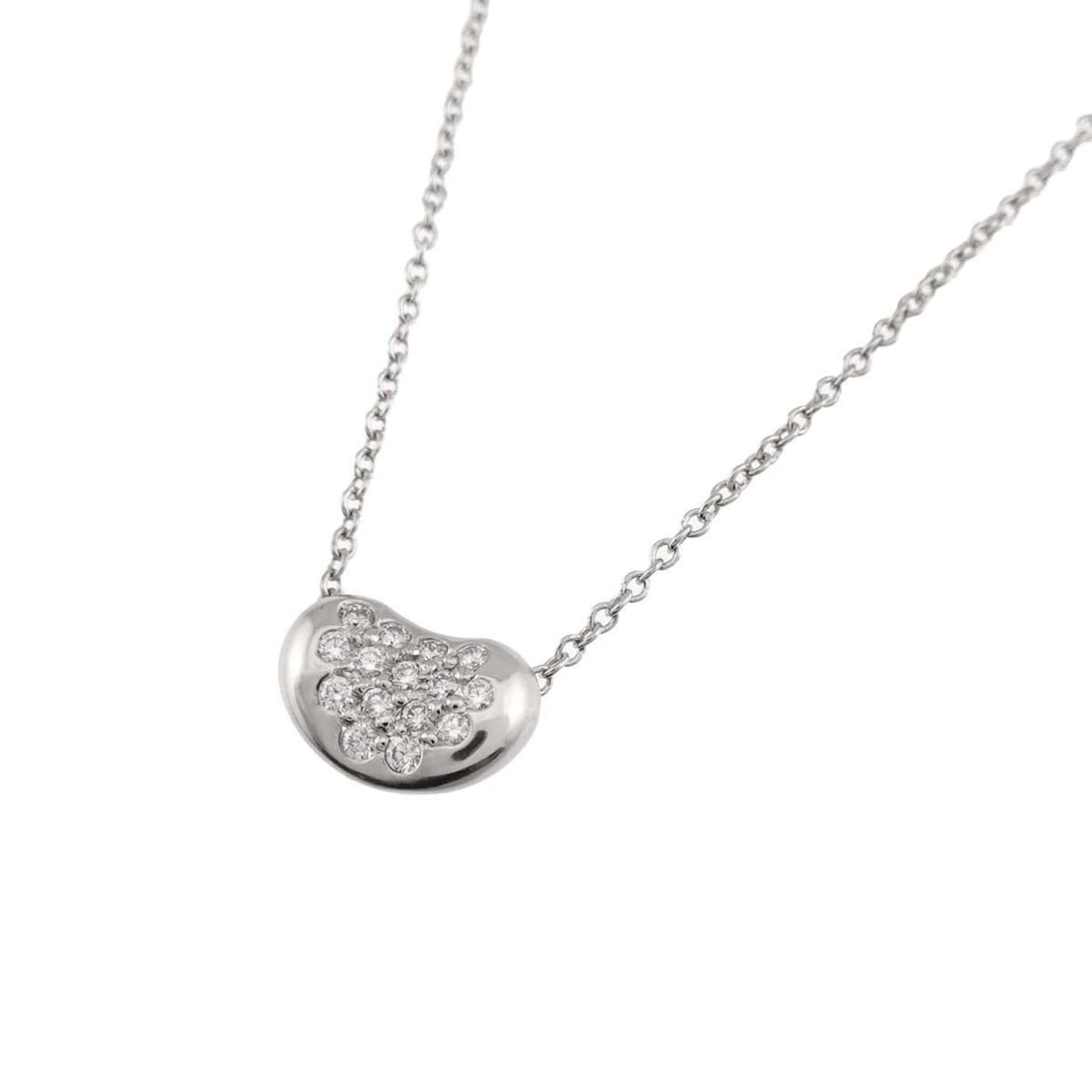 Tiffany & Co. Bean Diamond Necklace, 41cm, Platinum.: --- Catalog ---Category: SizePendant Size: 6.2mm x 9.2mm / 0.24'' x 0.36''Neck Circumference: 41 cm / 16.14''Category: DesignGender: WomenMaterial: Platinum 950Necklace Type: NecklaceCategory: General