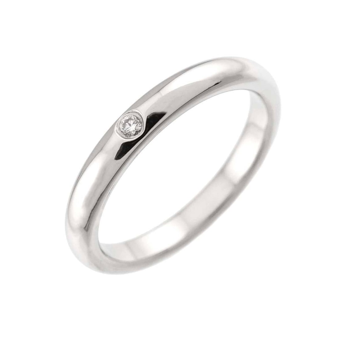 Tiffany & Co. Stacking Band Ring with 1 Diamond, Platinum.: --- Catalog ---Category: SizeJP Size: 10US Size: 5.5Category: DesignType: Band ringGender: WomenMaterial: Platinum 950Category: GeneralBrand: Tiffany--- Item List ---Section: ConditionRanking: Rank SA