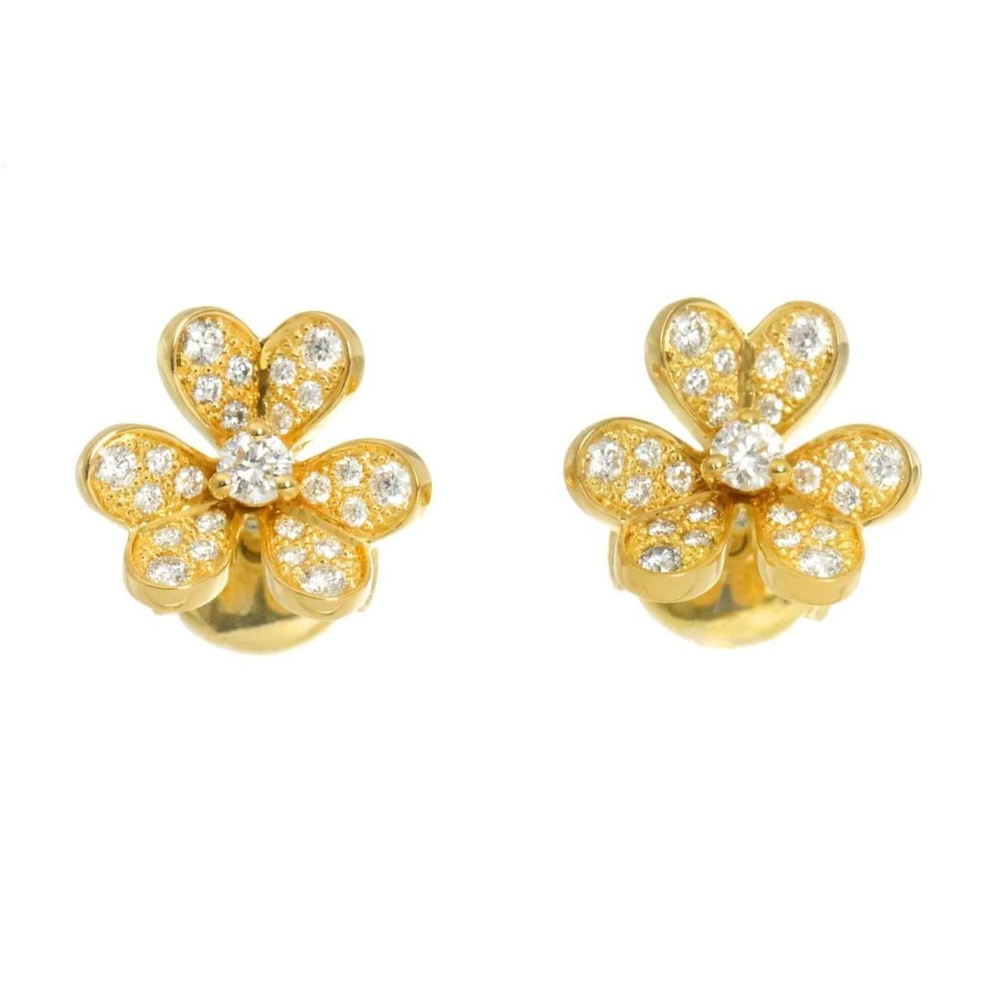 Van Cleef & Arpels Frivole Diamond Mini Earrings, 18K Yellow Gold 750 VCA, Pierced Earrings (1 of 11)