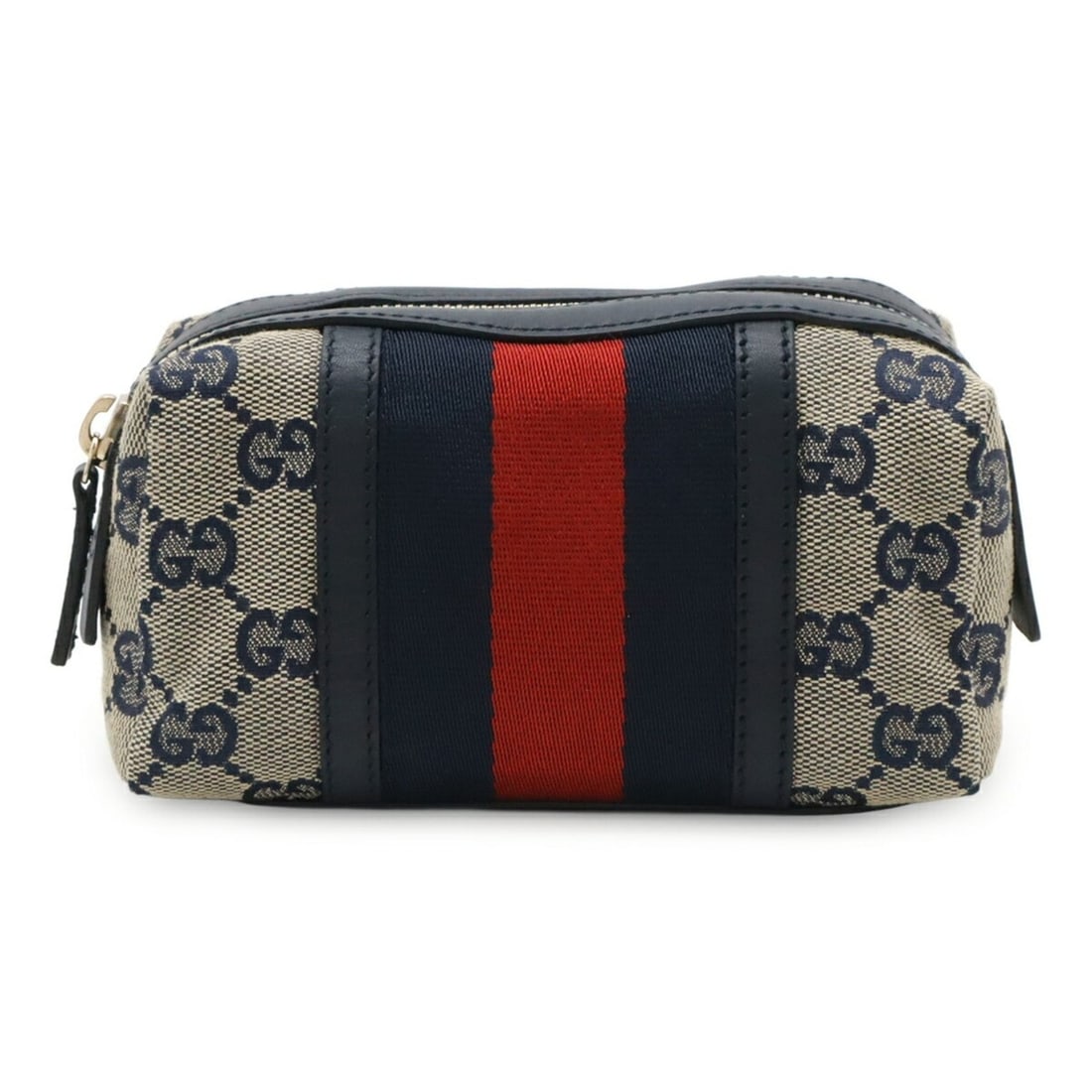 GUCCI GG Canvas Sherry Line Handbag Pouch Multi-Pouch Leather Navy Beige Red 256639: --- Catalog ---Category: SizeSize (HxWxD): 8.5cm x 15cm x 7cm / 3.34'' x 5.9'' x 2.75''Category: DesignType: Handbag, PouchColor: Beige, Navy, Red color, WhiteGender: WomenMaterial: Canvas Category: G