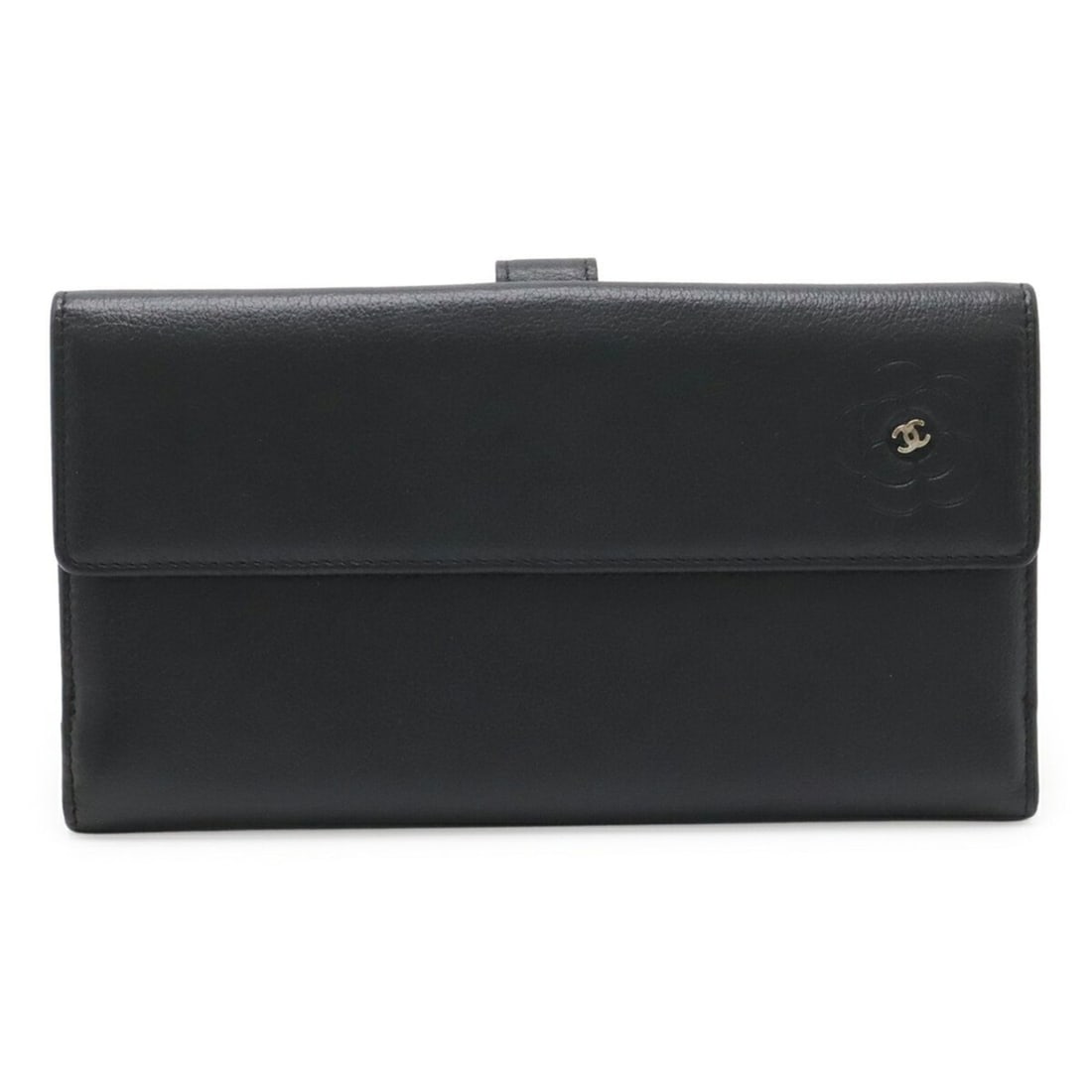CHANEL Camellia Double Long Wallet, Leather, Black, A46509: --- Catalog ---Category: SizeSize (HxWxD): 10.5cm x 19cm / 4.13'' x 7.48''Category: DesignType: Coin purse/coin caseColor: BlackGender: WomenMaterial: Leather Category: GeneralMPN: A46509Brand: Chanel