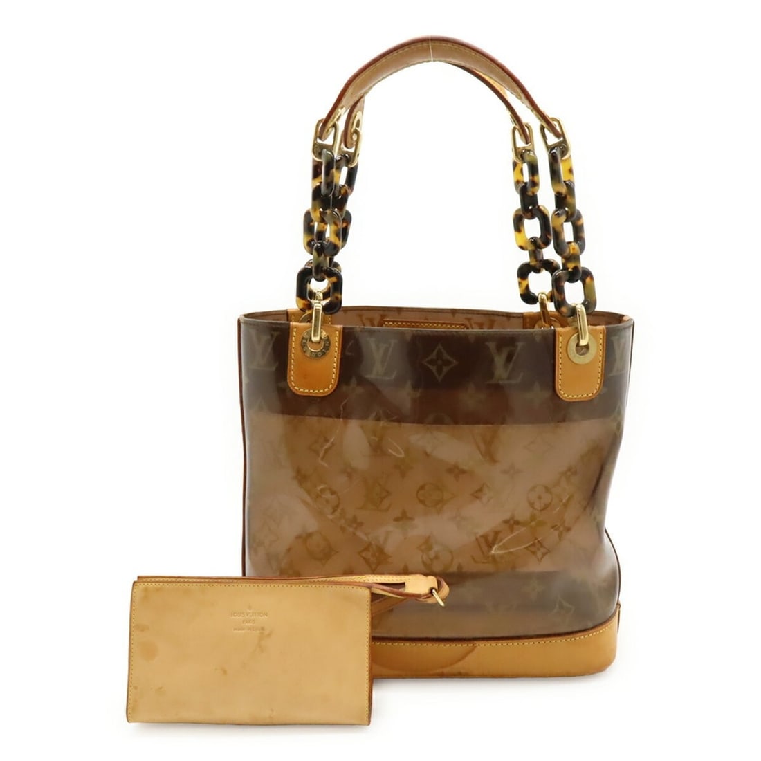 LOUIS VUITTON Louis Vuitton Monogram Vinyl Cabas Ambre PM Tote Bag Shoulder Plastic Chain Brown: --- Catalog ---Category: SizeSize (HxWxD): 23cm x 23.5cm x 10.5cm / 9.05'' x 9.25'' x 4.13''Category: DesignType: Pouch, Tote bagColor: Brown, Clear, Monogram VinylGender: WomenMaterial: Vinyl Categor
