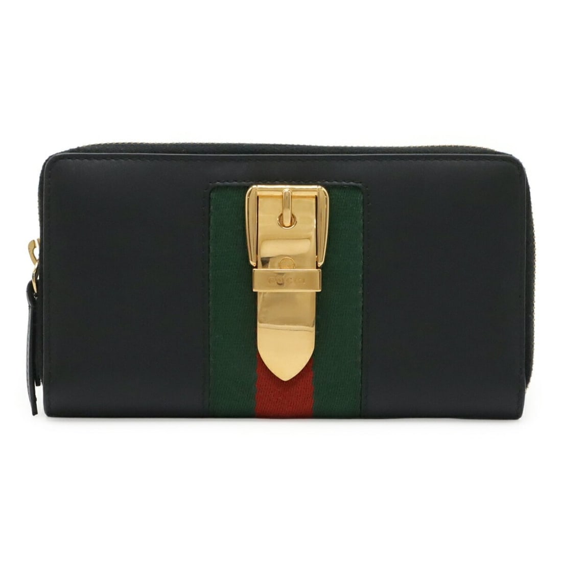 GUCCI Sylvie Zip-Around Wallet, Leather, Black, 476083: --- Catalog ---Category: SizeSize (HxWxD): 10.5cm x 19cm / 4.13'' x 7.48''Category: DesignType: Coin purse/coin caseColor: Black, Green, Red colorGender: Women,MenMaterial: Leather Category: GeneralMP