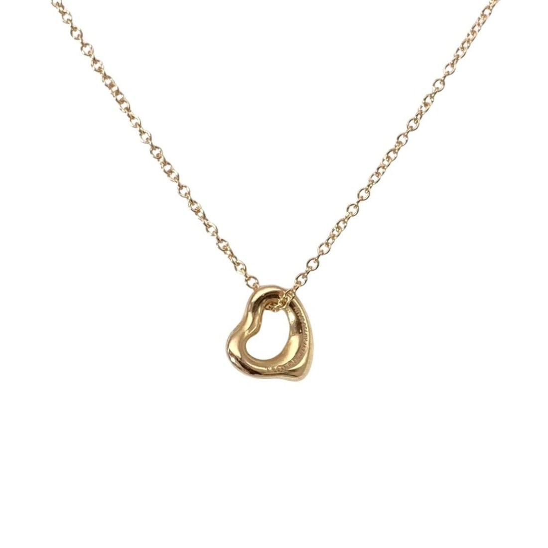 Tiffany & Co. Open Heart Necklace, 18K Pink Gold, 1.6g, Mini, Elsa Peretti, Women's.: --- Catalog ---Category: SizePendant Size: 7mm x 7mm / 0.27'' x 0.27''Neck Circumference: 40.3 cm / 15.86''Category: DesignColor: Pink goldGender: WomenMaterial: Pink gold (18K)Necklace Type: Necklace
