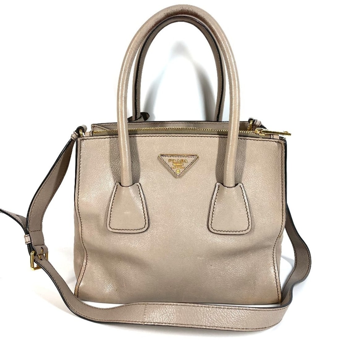 PRADA 2-Way Bag with Triangle Logo Plate - Handbag, Shoulder Bag, Crossbody Tote Leather Men's & (1 of 16)