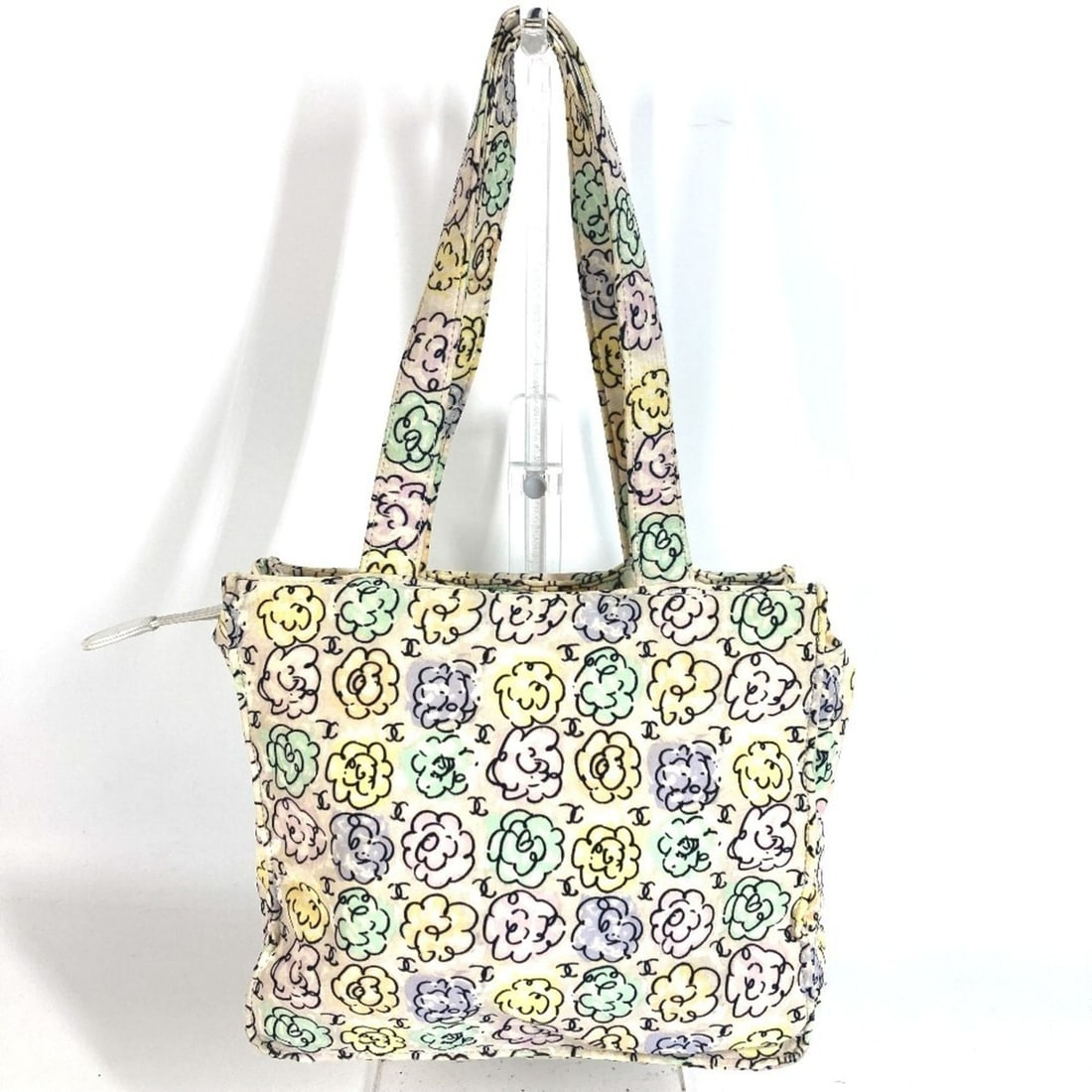 CHANEL Vintage Flower Pattern Logo CC Coco Mark Floral Bag Shoulder Tote Handbag Canvas Men's: --- Catalog ---Category: SizeSize (HxWxD): 20cm x 23cm x 8cm / 7.87'' x 9.05'' x 3.14''Category: DesignType: Handbag, Shoulder bag, Tote bagColor: Multi-colorGender: Men,WomenMaterial: Canvas Category