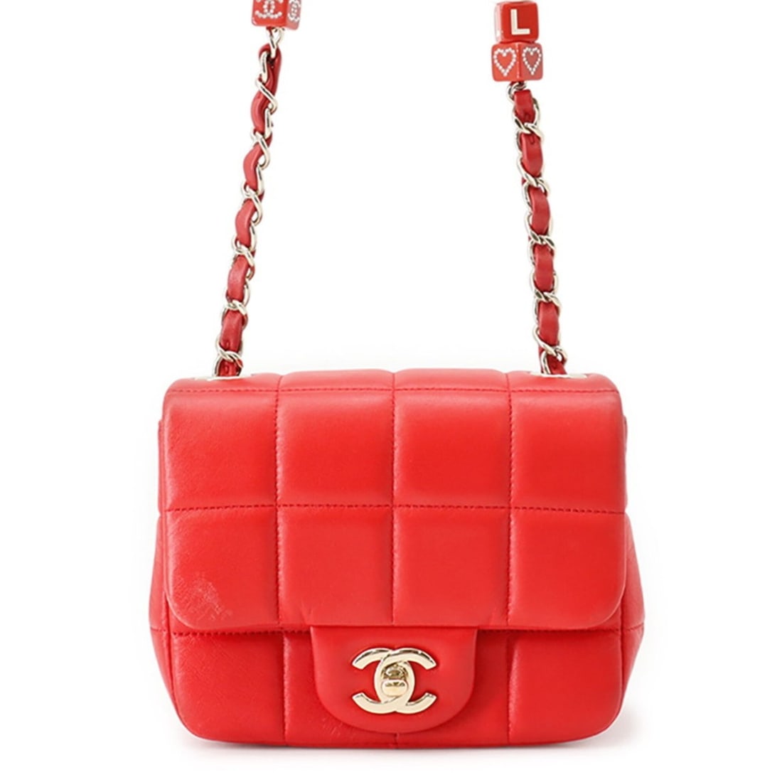 Chanel Chain Shoulder Bag Chocolate Bar Mini Coco Mark Lambskin AS3744 CHANEL Handbag: --- Catalog ---Category: SizeSize (HxWxD): 12.5cm x 16cm x 7.5cm / 4.92'' x 6.29'' x 2.95''Category: DesignType: Handbag, Shoulder bagColor: Red colorGender: WomenMaterial: Leather Leather/Fur Type: L