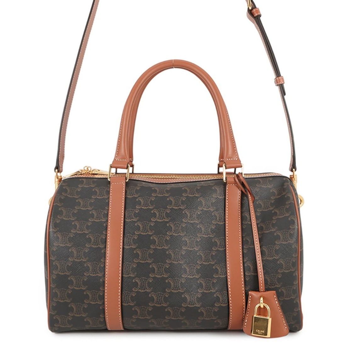 Celine Triomphe Large Boston Bag 119572CAS.04LU CELINE 2-way Shoulder Handbag: --- Catalog ---Category: SizeSize (HxWxD): 19cm x 31cm x 16cm / 7.48'' x 12.2'' x 6.29''Category: DesignType: Boston bag, Handbag, Shoulder bagColor: BrownGender: WomenMaterial: PVC , Leather Category