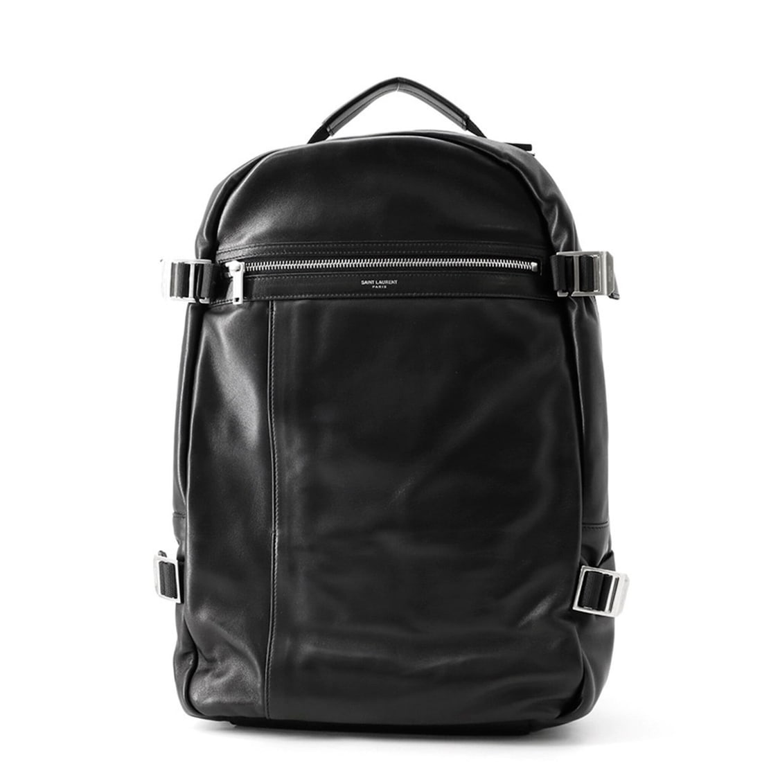 Yves Saint Laurent Saint Laurent Paris City Trekking Backpack, Lambskin, 649765, Black; Handbag;: --- Catalog ---Category: SizeSize (HxWxD): 45cm x 28cm x 14cm / 17.71'' x 11.02'' x 5.51''Category: DesignType: BackpackColor: BlackGender: WomenMaterial: Leather Leather/Fur Type: LambskinCategory: G