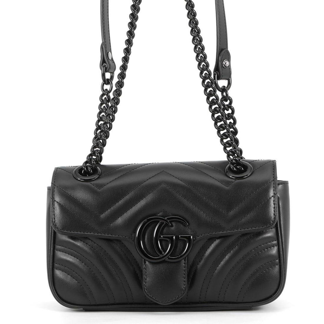 Gucci Chain Shoulder Bag GG Marmont Chevron Quilted Leather Small 446744 GUCCI Black Handbag Women's: --- Catalog ---Category: SizeSize (HxWxD): 13cm x 21.5cm x 6cm / 5.11'' x 8.46'' x 2.36''Category: DesignType: Handbag, Shoulder bagColor: BlackGender: WomenMaterial: Leather Category: GeneralMPN: 446