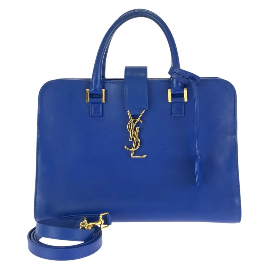 Yves Saint Laurent SAINT LAURENT PARIS Monogram Cabas YSL 2-way Handbag/Shoulder Bag for Women, Blue (1 of 10)