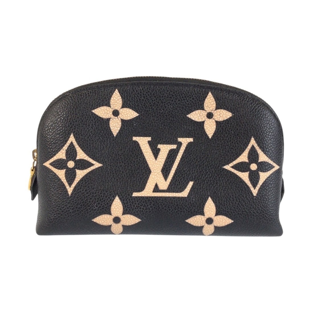 LOUIS VUITTON Louis Vuitton Monogram Empreinte Pochette Cosmetic PM Black Beige Gold Hardware (1 of 15)