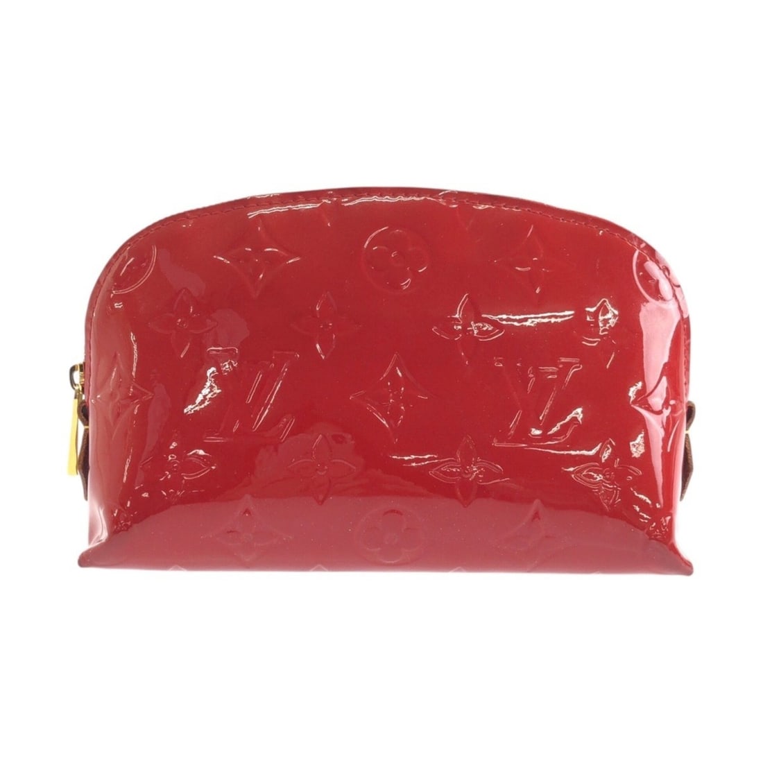 LOUIS VUITTON Louis Vuitton Monogram Vernis Pochette Cosmetic Red Gold Hardware Patent Leather: --- Catalog ---Category: SizeSize (HxWxD): 11cm x 17.5cm x 6cm / 4.33'' x 6.88'' x 2.36''Category: DesignType: Handbag, Pochette, PouchColor: Red colorGender: WomenMaterial: Patent leather Category: G