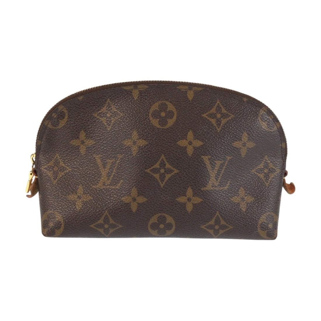 LOUIS VUITTON Louis Vuitton Monogram Pochette Cosmetic PM Brown Gold Hardware Leather M47515 Handbag (1 of 8)