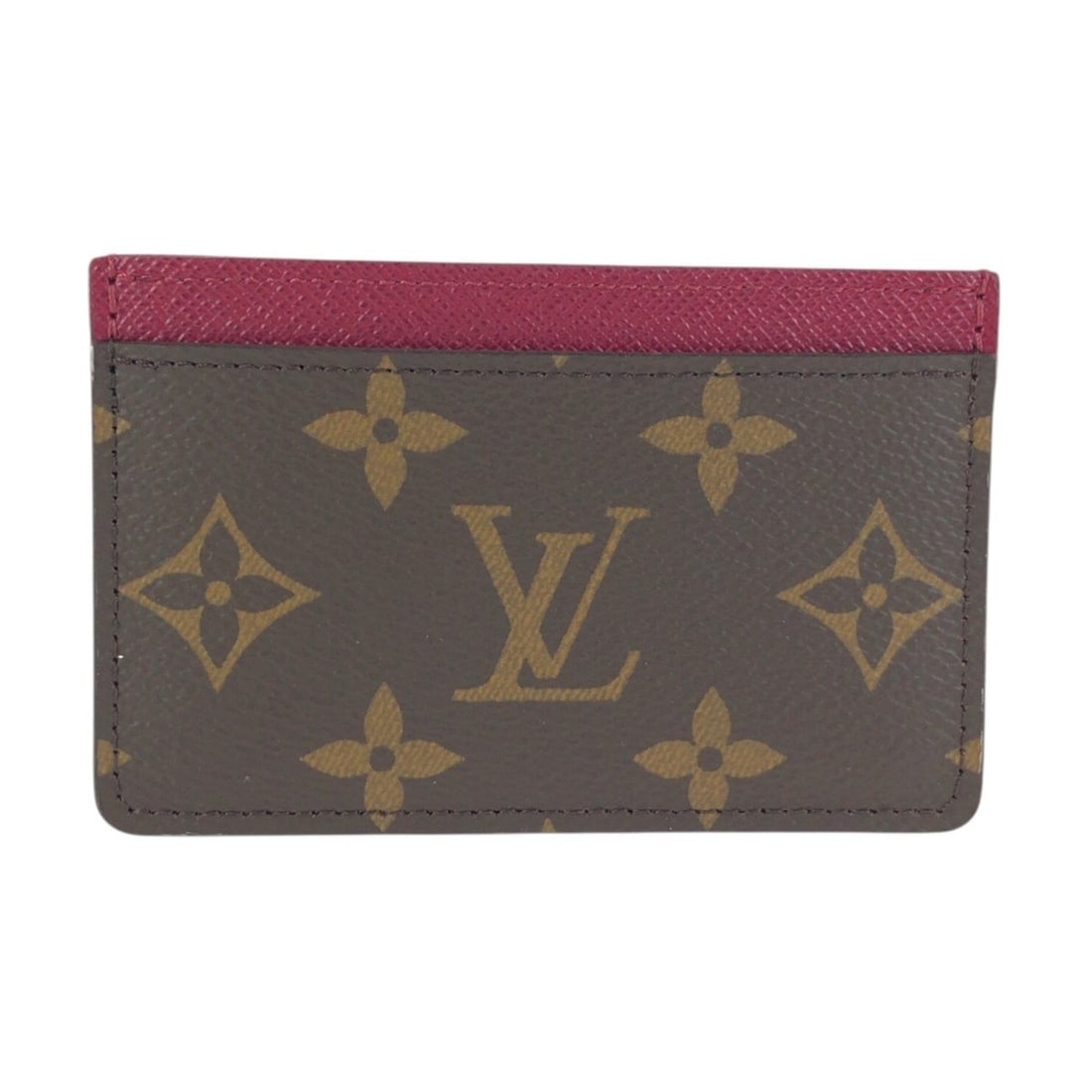 LOUIS VUITTON Louis Vuitton Monogram Brown Fuchsia M60703 Business Card Holder/Card Case Holder Pass (1 of 10)