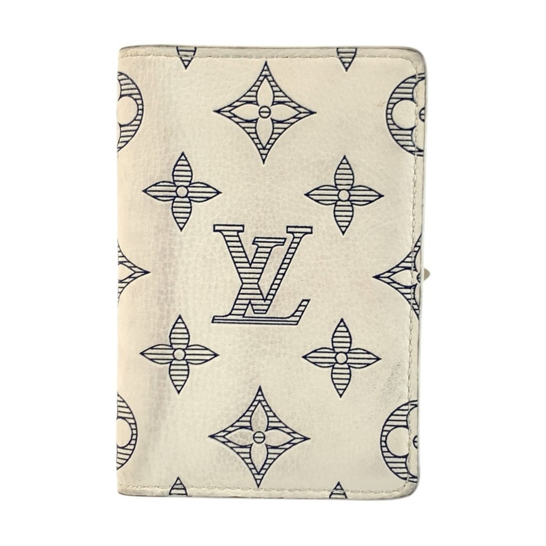 LOUIS VUITTON Monogram Shadow Organizer de Poche Blanc Navy M83377 Business Card Holder/Card Case (1 of 10)