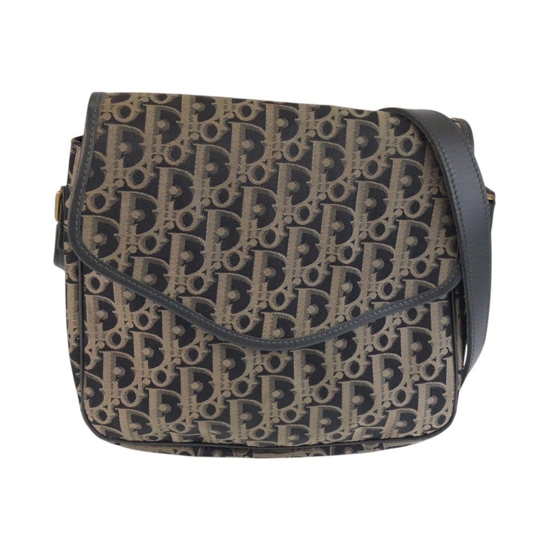 Christian Dior Dior Trotter Black Beige Gold Hardware Canvas Shoulder Bag Pouch for Women (1 of 11)