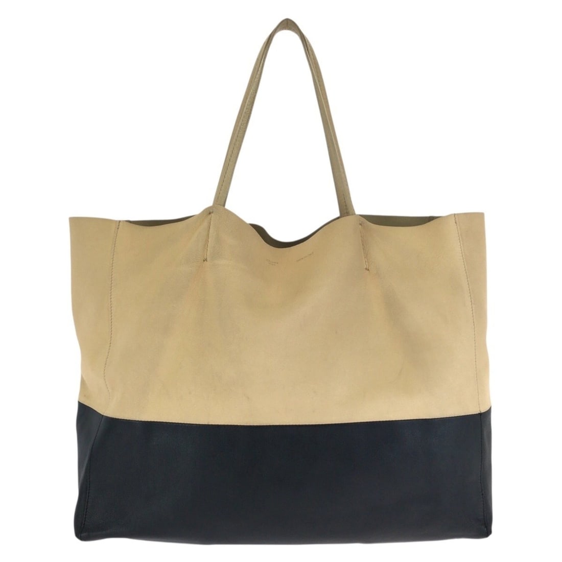 CELINE Horizontal Cabas Bicolor Beige Black Gold Hardware Leather Tote Bag Shoulder for Women: --- Catalog ---Category: SizeSize (HxWxD): 30cm x 51cm x 19cm / 11.81'' x 20.07'' x 7.48''Category: DesignType: Shoulder bag, Tote bagColor: Beige, BlackGender: WomenMaterial: Leather Category: Genera