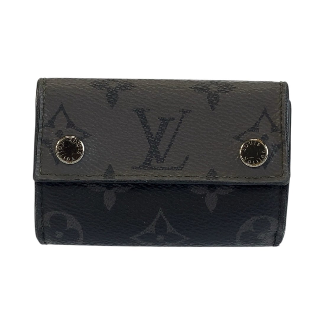 LOUIS VUITTON Monogram Eclipse Reverse Discovery Compact Wallet, Black/Gray, M45417, Men's Folding (1 of 11)