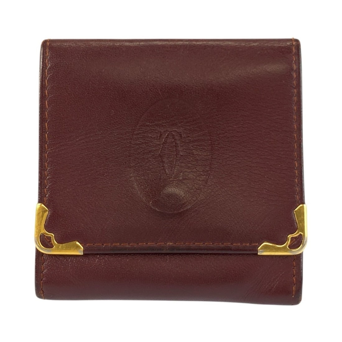 CARTIER Cartier Must Line Bordeaux Gold Hardware Leather Wallet/Coin Purse for Women: --- Catalog ---Category: SizeSize (HxWxD): 8cm x 8cm x 5.00mm / 3.14'' x 3.14'' x 0.19''Category: DesignType: Coin purse/coin caseColor: BordeauxGender: WomenMaterial: Leather Category: GeneralBrand: 