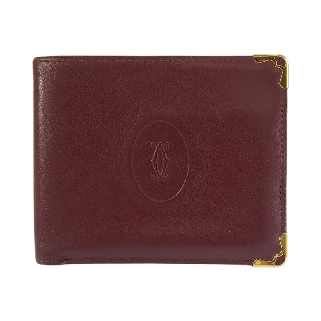 CARTIER Cartier Must Line Wine Red Bordeaux Leather Folding Wallet Billfold Men's: --- Catalog ---Category: SizeSize (HxWxD): 9cm x 11cm x 5.00mm / 3.54'' x 4.33'' x 0.19''Category: DesignType: Wallet (bi-fold)Color: Bordeaux, Wine redGender: MenMaterial: Leather Category: GeneralBr