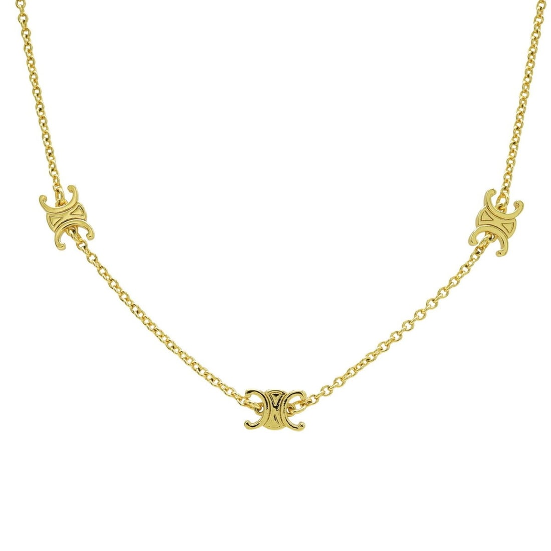 CELINE Mini Triomphe Necklace Pendant Brass Gold 460MS6BRA.35OR: --- Catalog ---Category: SizeNeck Circumference: 46 cm / 18.11''Category: DesignColor: GoldGender: WomenMaterial: BrassPendant Type: PendantNecklace Type: NecklaceCategory: GeneralBrand: CelineCountry