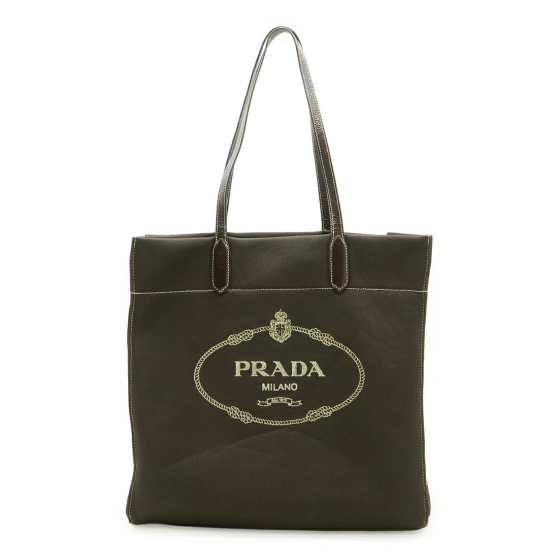 PRADA Triangle Tote Bag Shoulder Mesh Patent Leather Dark Brown (1 of 9)