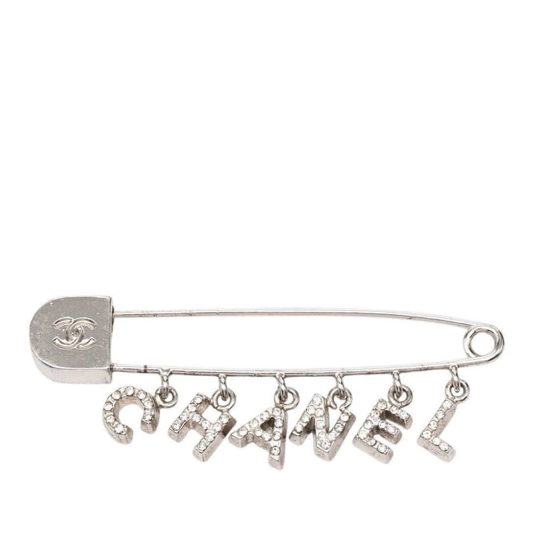 Chanel Safety Pin Motif Brooch, 01P Engraving, Silver Metal Rhinestone, Women's CHANEL: --- Catalog ---Category: SizeSize (HxWxD): 2.06cm x 5.74cm / 0.81'' x 2.25''Category: DesignType: BroochColor: SilverGender: WomenMaterial: Metal, RhinestoneCategory: GeneralBrand: Chanel--- Item List