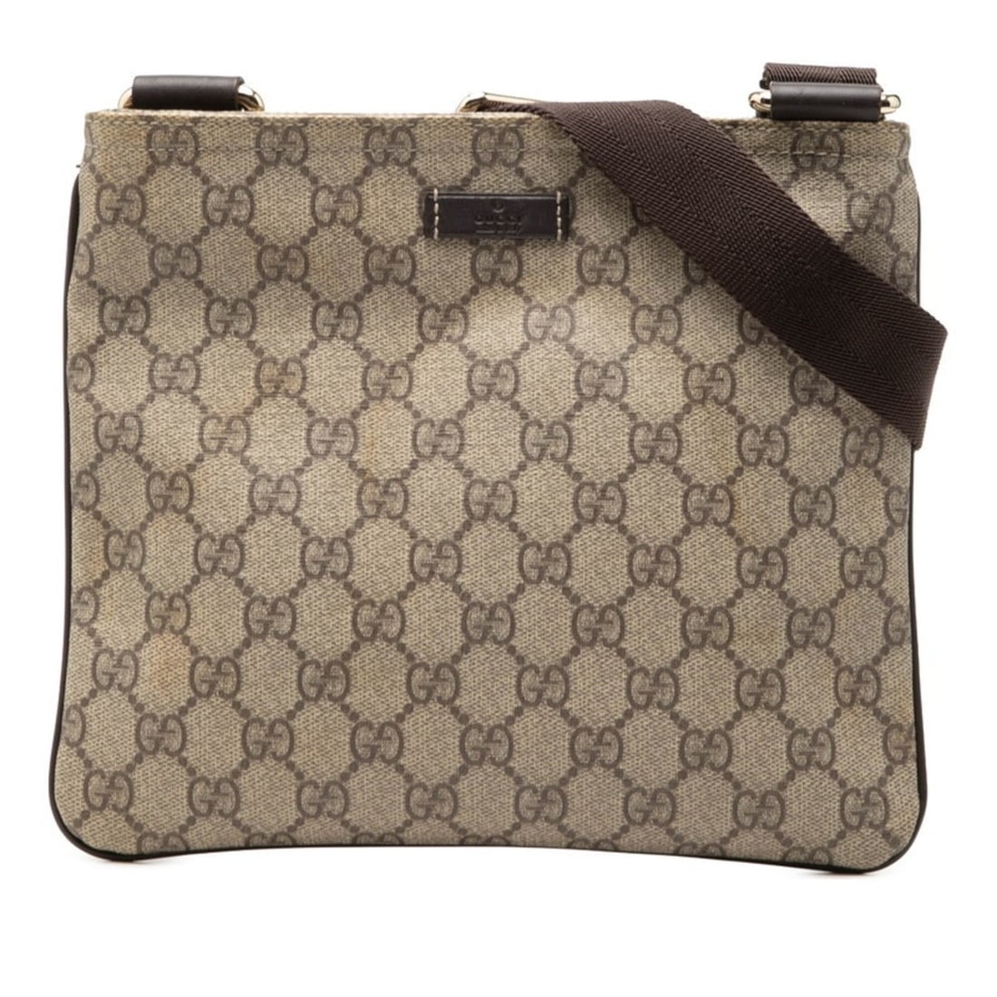 Gucci GG Supreme Crossbody Shoulder Bag, Beige Brown Leather, Women's GUCCI: --- Catalog ---Category: SizeSize (HxWxD): 21cm x 24cm x 2.5cm / 8.26'' x 9.44'' x 0.98''Category: DesignType: Shoulder bagColor: Beige, BrownGender: WomenMaterial: PVC , Leather Category: GeneralBran
