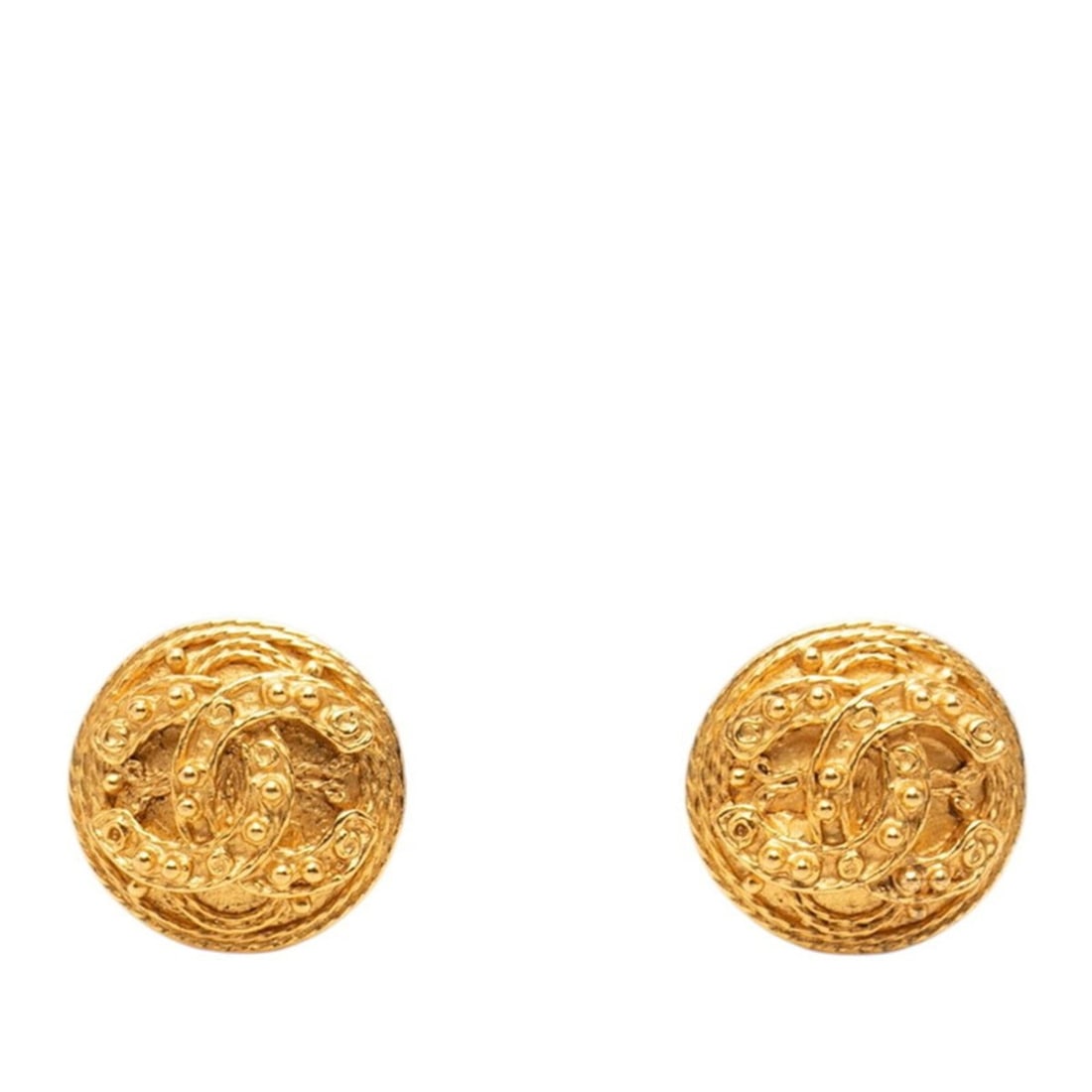 Chanel Coco Mark Round Earrings, Gold Plated, Women's CHANEL (1 of 17)