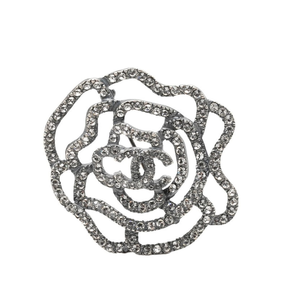 Chanel Coco Mark Camellia Motif Brooch, Silver Metal Rhinestone, Women's CHANEL: --- Catalog ---Category: SizeSize (HxWxD): 4.3cm x 4.64cm / 1.69'' x 1.82''Category: DesignType: BroochColor: SilverGender: WomenMaterial: Metal, RhinestoneCategory: GeneralBrand: Chanel--- Item List 