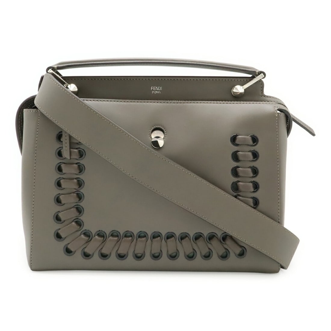 FENDI (Fendi.com) Handbag/Shoulder Bag, Leather, Gray, 8BN293: --- Catalog ---Category: SizeSize (HxWxD): 25cm x 30cm x 14cm / 9.84'' x 11.81'' x 5.51''Category: DesignType: Handbag, Pouch, Shoulder bagColor: GrayGender: WomenMaterial: Leather Category: GeneralMP
