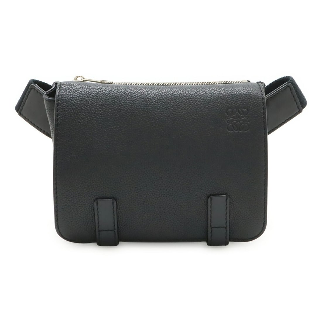 LOEWE Anagram Military Bum Bag Body Shoulder Leather Black 317.12AB234: --- Catalog ---Category: SizeSize (HxWxD): 14cm x 19.5cm x 4cm / 5.51'' x 7.67'' x 1.57''Category: DesignType: Shoulder bag, Sling bagColor: BlackGender: WomenMaterial: Leather Category: GeneralMPN: 3