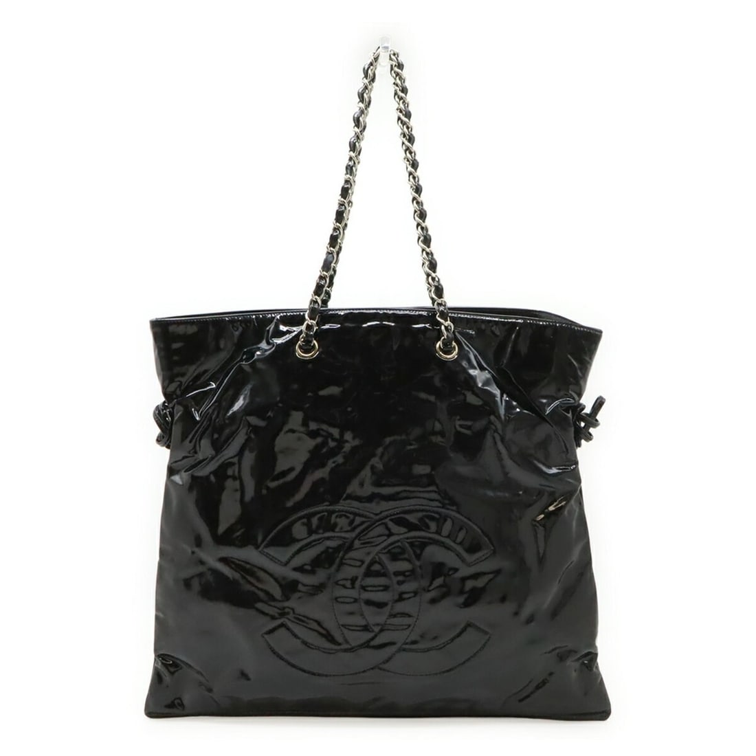 CHANEL Chanel Bonbon Chain Tote Coco Mark Bag Shoulder Enamel Black: --- Catalog ---Category: SizeSize (HxWxD): 41.5cm x 45cm / 16.33'' x 17.71''Category: DesignType: Shoulder bag, Tote bagColor: BlackGender: WomenMaterial: Leather Category: GeneralBrand: ChanelCountry