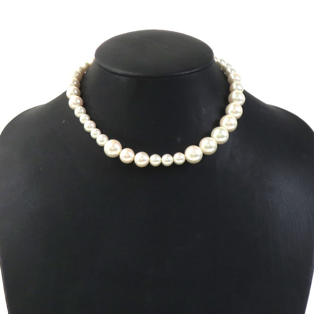 Chanel necklace, faux pearl, metal, off-white, gold, women's, e61913j (1 of 11)