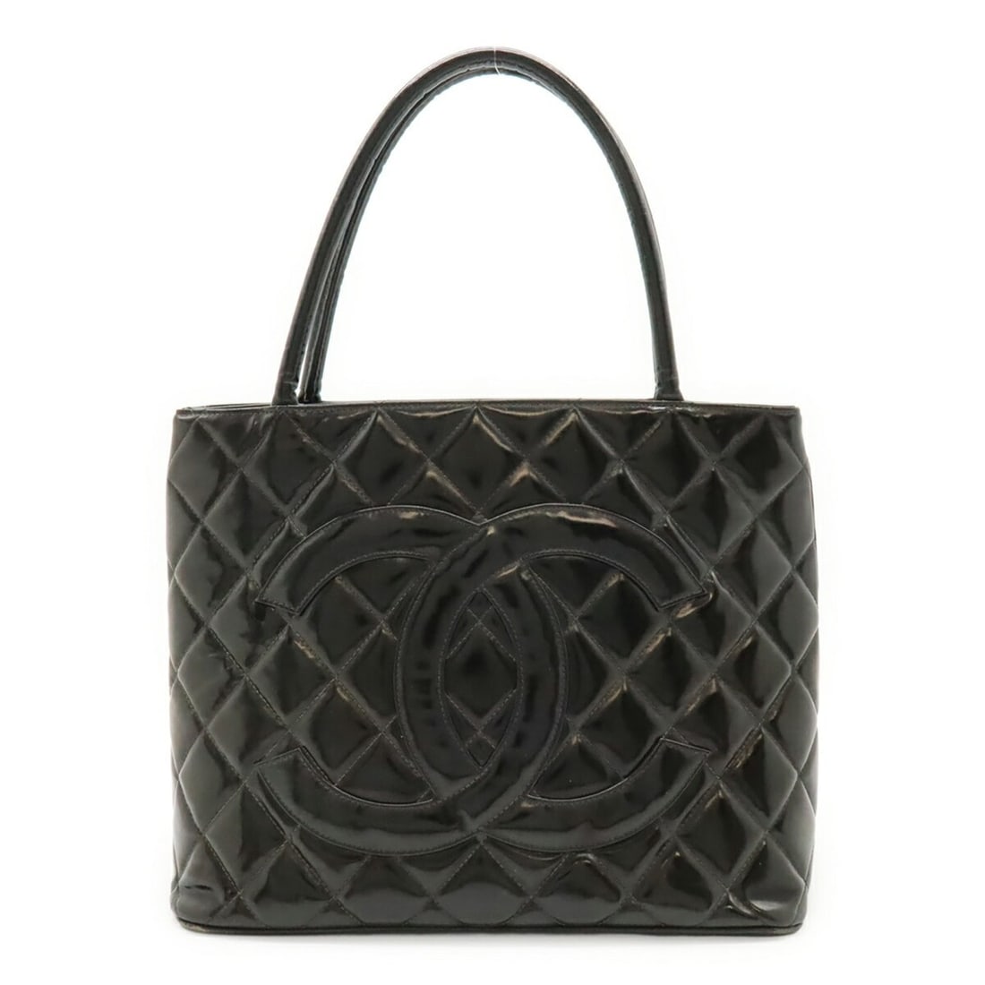 CHANEL Matelassé Coco Mark Reissue Tote Bag Shoulder Enamel Patent Leather Black A01804: --- Catalog ---Category: SizeSize (HxWxD): 25cm x 30cm x 14.5cm / 9.84'' x 11.81'' x 5.7''Category: DesignType: Shoulder bag, Tote bagColor: BlackGender: WomenMaterial: Patent leather Category: Genera