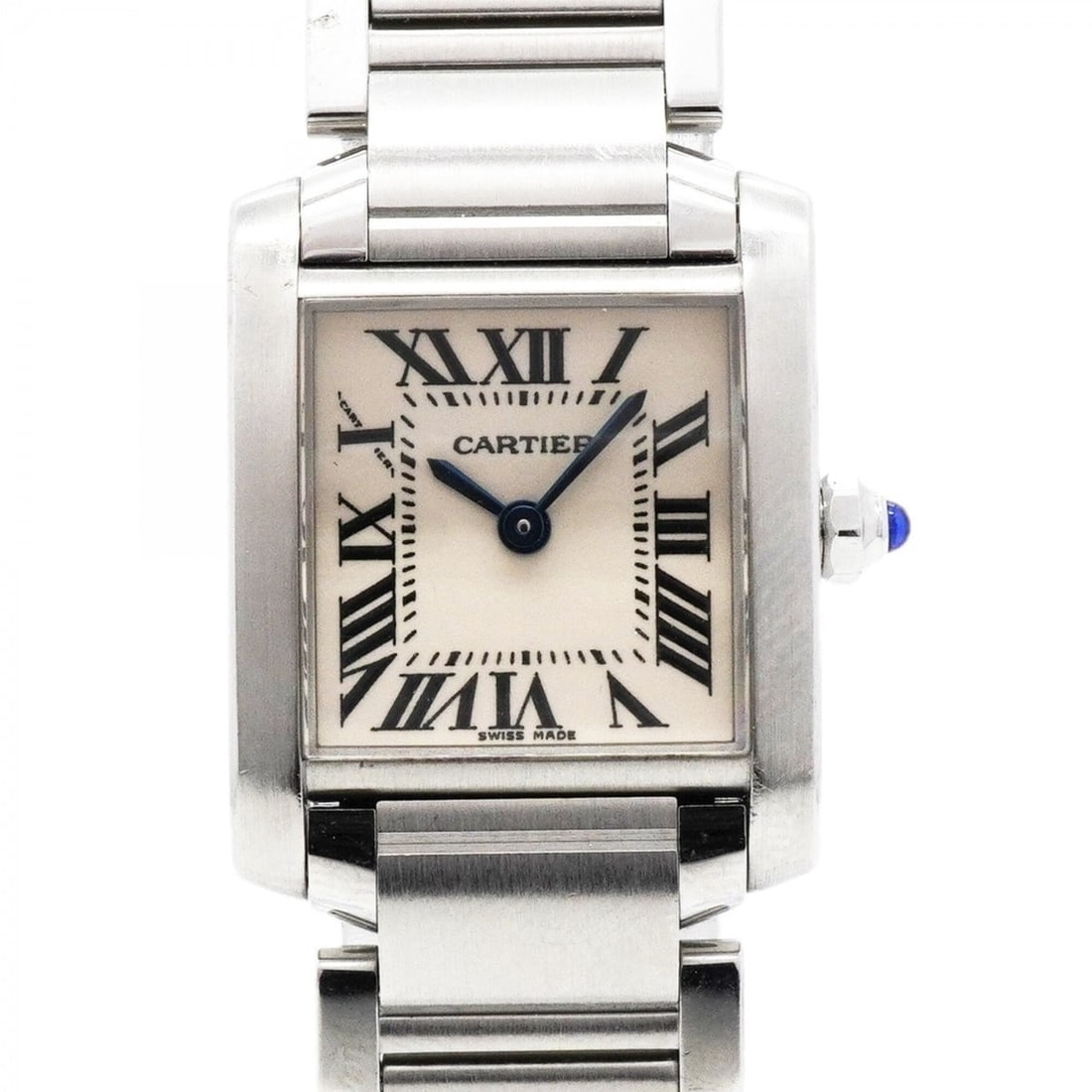 Cartier Tank Française SM W51008Q3 White Dial Women's Watch: --- Catalog ---Category: SizeWrist Size: 16cm / 6.29''Case Diameter: 20.5mm / 0.81''Category: DesignType: WristwatchGender: WomenColor (Dial): WhiteMaterial (Band): Stainless steelCategory: GeneralMPN
