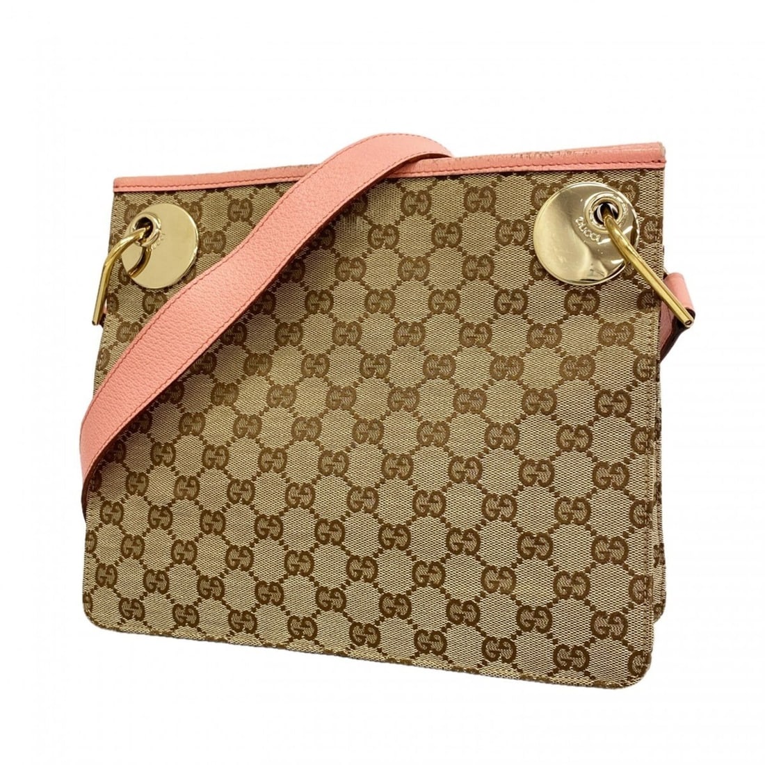 Gucci GG Canvas Shoulder Bag 120841, Canvas, Brown, Pink, Champagne, Women's: --- Catalog ---Category: SizeSize (HxWxD): 23cm x 27.5cm x 8cm / 9.05'' x 10.82'' x 3.14''Category: DesignType: Shoulder bagColor: Brown, PinkGender: WomenMaterial: Canvas Category: GeneralMPN: 120841