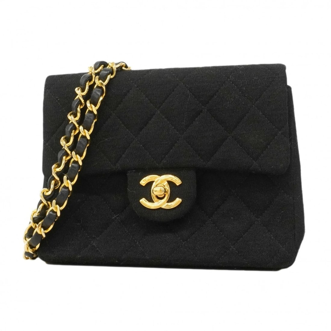 Chanel Mini Matelassé Chain Shoulder Bag, Cotton, Black, Women's: --- Catalog ---Category: SizeSize (HxWxD): 14.5cm x 18cm x 6cm / 5.7'' x 7.08'' x 2.36''Category: DesignType: Shoulder bagColor: BlackGender: WomenMaterial: Cotton Hardware Color: GoldCategory: Genera