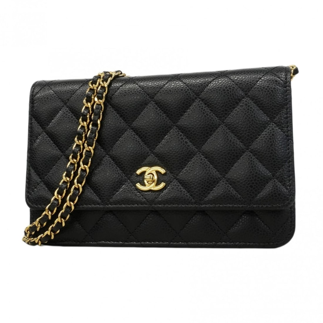 Chanel Matelassé Chain Shoulder Bag, Caviar Leather, Black, Women's: --- Catalog ---Category: SizeSize (HxWxD): 12cm x 19cm x 5cm / 4.72'' x 7.48'' x 1.96''Category: DesignType: Shoulder bagColor: BlackGender: WomenMaterial: Grained Calfskin Hardware Color: GoldCategor