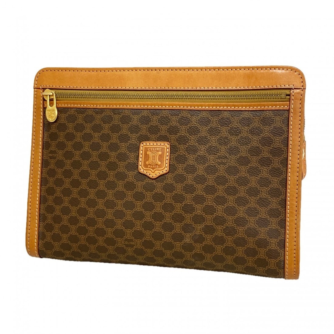 Celine Macadam Clutch Bag, Brown, Women's: --- Catalog ---Category: SizeSize (HxWxD): 20cm x 28cm x 5.5cm / 7.87'' x 11.02'' x 2.16''Category: DesignType: Clutch bagColor: BrownGender: WomenMaterial: PVC Hardware Color: GoldCategory: