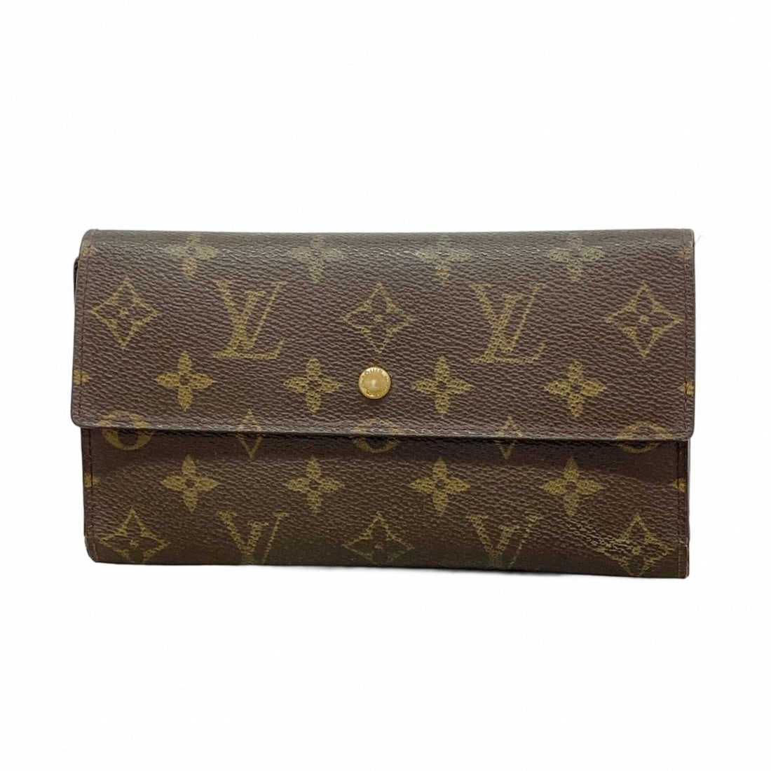 Louis Vuitton Tri-fold Long Wallet Monogram Portefeuille Tresor International M61215 Brown Women's (1 of 10)