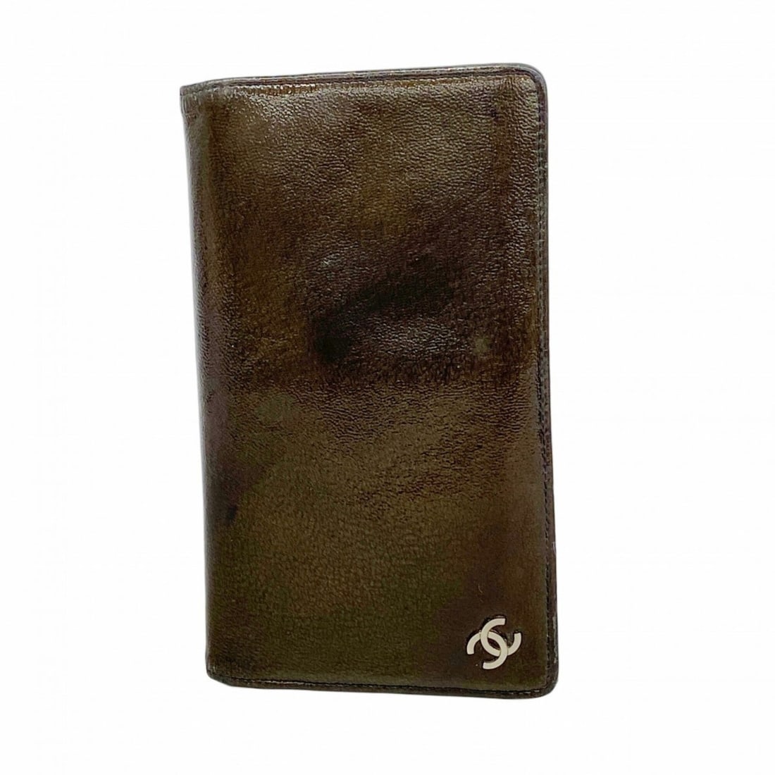 Chanel long wallet, patent leather, brown and black, women's.: --- Catalog ---Category: SizeSize (HxWxD): 18cm x 11cm x 2cm / 7.08'' x 4.33'' x 0.78''Category: DesignType: Long wallet (bi-fold)Color: Black, BrownGender: WomenMaterial: Patent leather Category: Gen