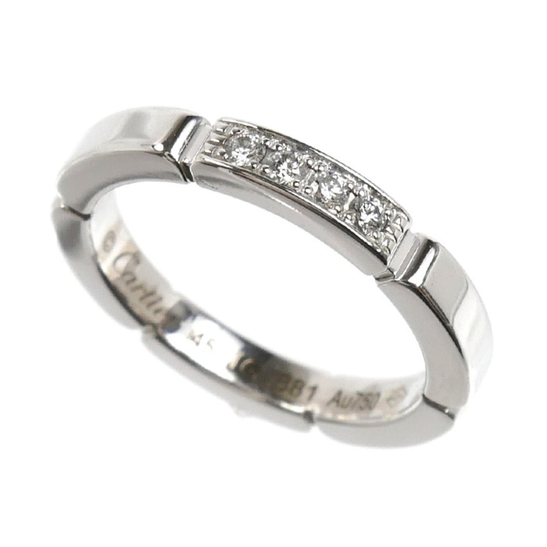 CARTIER Cartier 18KWG White Gold Maillon Panthère 4-Diamond Ring B4080445 Diamond 45 3.6g Women's (1 of 20)