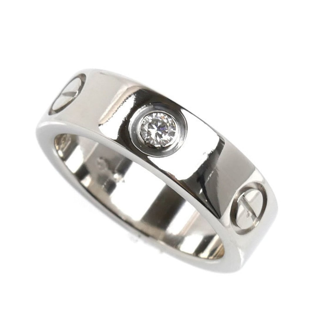 CARTIER Cartier Pt950 Platinum Love Ring with 1 Diamond, Size 49, 10.8g, Women's (1 of 17)