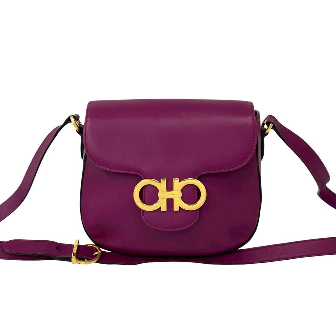 Salvatore Ferragamo Gancini Logo Hardware Leather Mini Shoulder Bag Purple 58271: --- Catalog ---Category: SizeSize (HxWxD): 19cm x 21cm x 7.5cm / 7.48'' x 8.26'' x 2.95''Category: DesignType: Shoulder bagColor: PurpleGender: WomenMaterial: Leather Category: GeneralBrand: Salvatore